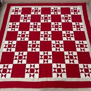 Original Christmas Stars Patchwork Cotton Quilt Top/Topper Machine pieced 86x86”